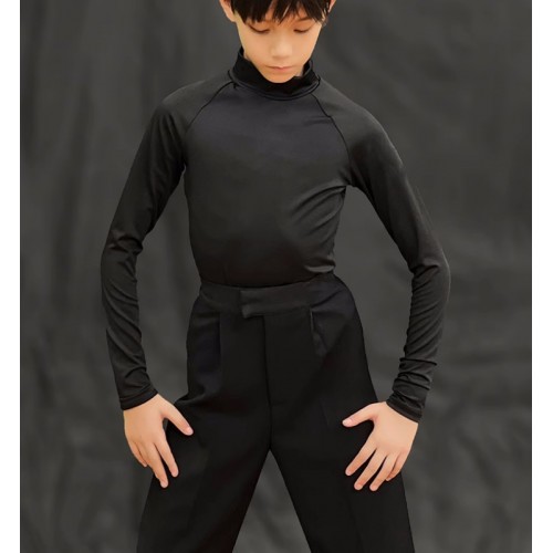 Grey white black army green latin ballroom dance shirts for kids youth juvenile school competition waltz tango latin ballroom dancing tops for kids